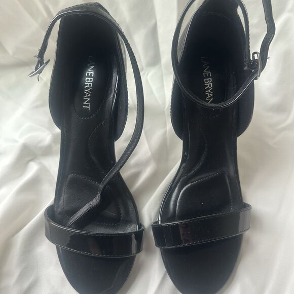 Black Lane Bryant Strappy Sandal Heels Size 8W - Picture 2 of 6